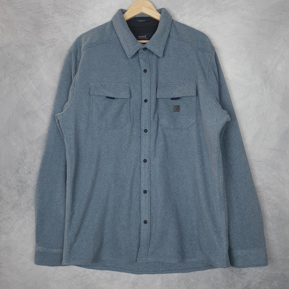 Roark Shirt Jacket Mens Large Blue Fleece Diablo Polar Snap Shacket Outdoor